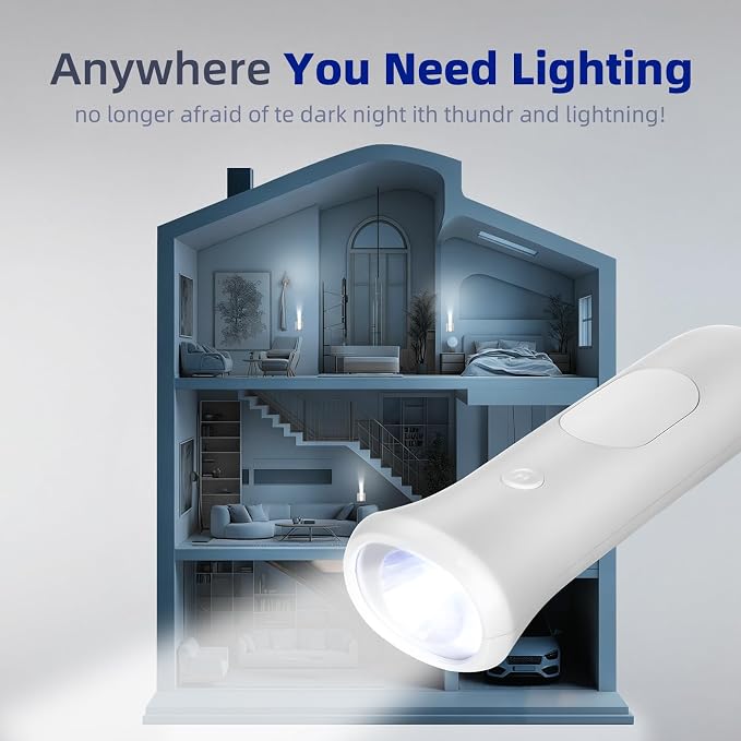 ROSSEX 4 in 1 Emergency Power Failure Lights for Home, 9 Pcs Rechargeable LED Flashlight, Automatic Turn-On Power Outage Light Plug in Wall for Snow Storm Weatheready, White