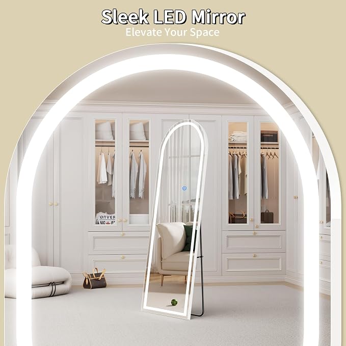 Koonmi Full Length Mirror with LED Lights 65"x26" with Dimming & 3 Color Lighting