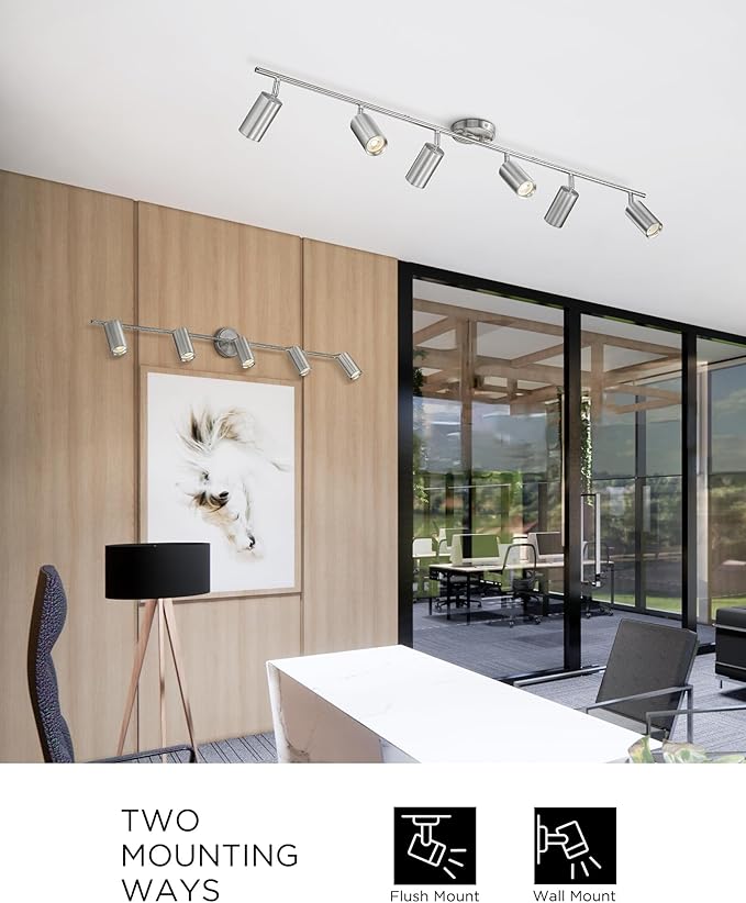 FEMILA Track Lighting Fixtures Ceiling, 43" Kitchen Track Lighting, 3000K LED Bulbs Included, 350 Rotatable, 4FS84TL-5 BN
