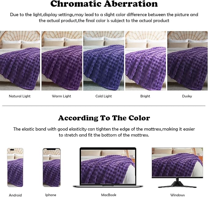NEWCOSPLAY Twin Blanket for Couch Purple Super Soft Flannel Fleece 3D Bubble Lightweight Bed Blanket All Season Use (Purple, Twin(60"x80"))