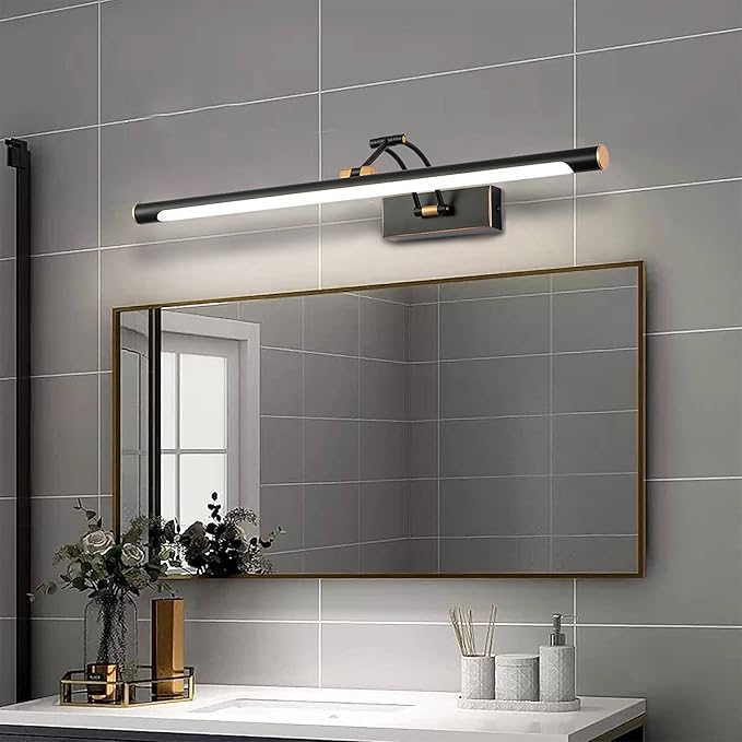 Modern Adjustable 270° Rotatable Black Gold LED Vanity Light, 23.6 Inch Black Gold Bathroom Light Over Mirror (5000K White Light)