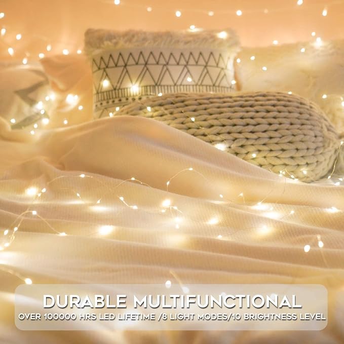 Fairy Lights Battery Operated 33ft 100 LED String Lights Remote | Battery Operated, Copper Wire, Twinkle Lights, Indoor,Outdoor, Wedding,Christmas
