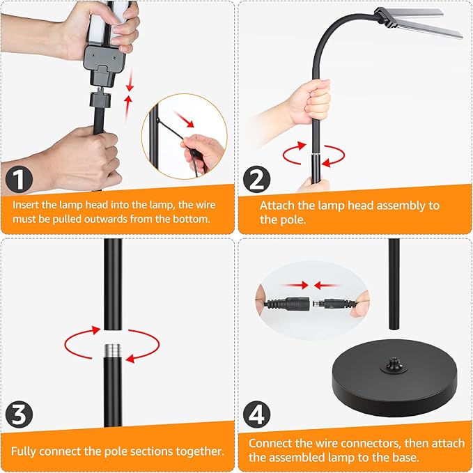Dual-head LED Floor Lamp 20W 1400LM Adjustable Neck Color Changing Light | Adjustable Brightness & Color Temperature, Modern Corner Tall Standing Lamp for Living Room Office Bedroom Reading