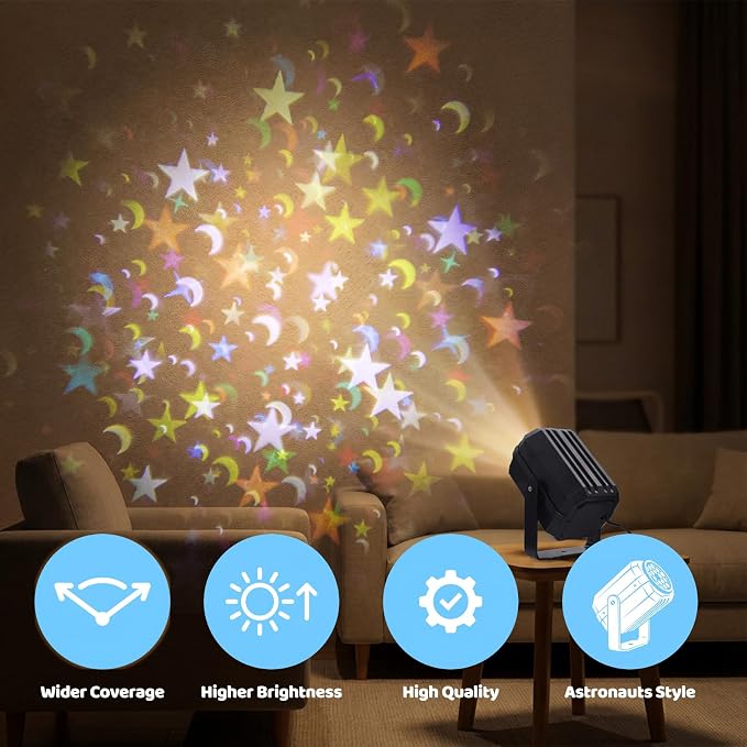 Galaxy Projector Night Light, 270°Adjustable Angle Star & Moon LED Lights,Bedroom Decor for Kids, Ideal Birthday Gift for Boys and Girls