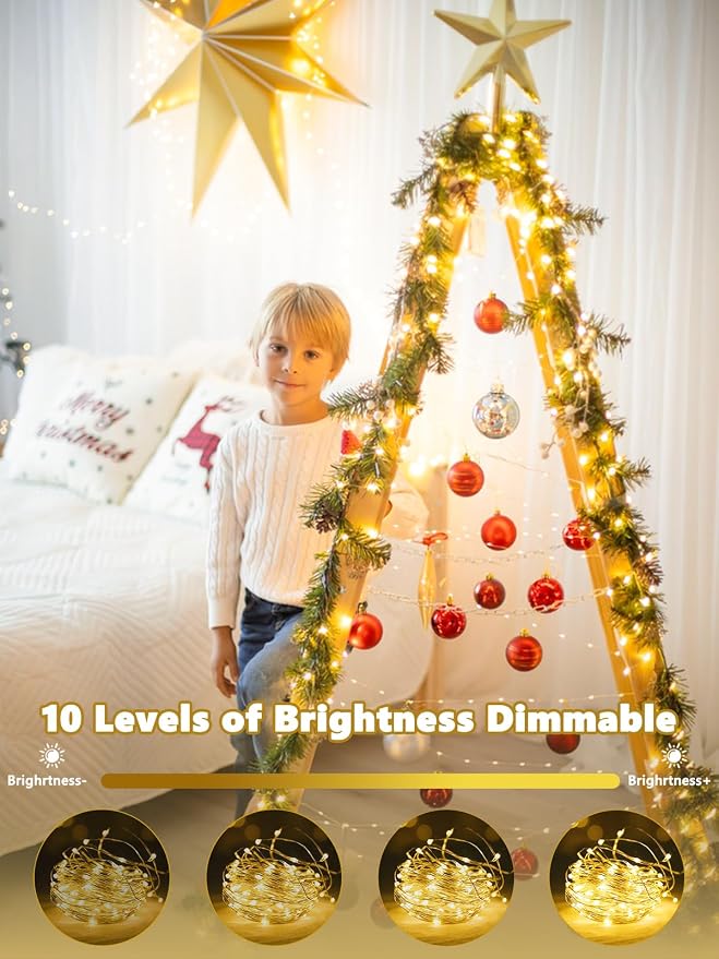 6 Pack Fairy Lights Battery Operated with Remote 120 LED 40 FT Warm White | Twinkle String Lights with 8 Modes Timer and IP44 Waterproof for Indoor Outdoor Christmas Tree Wreath Garland Mantel Decor