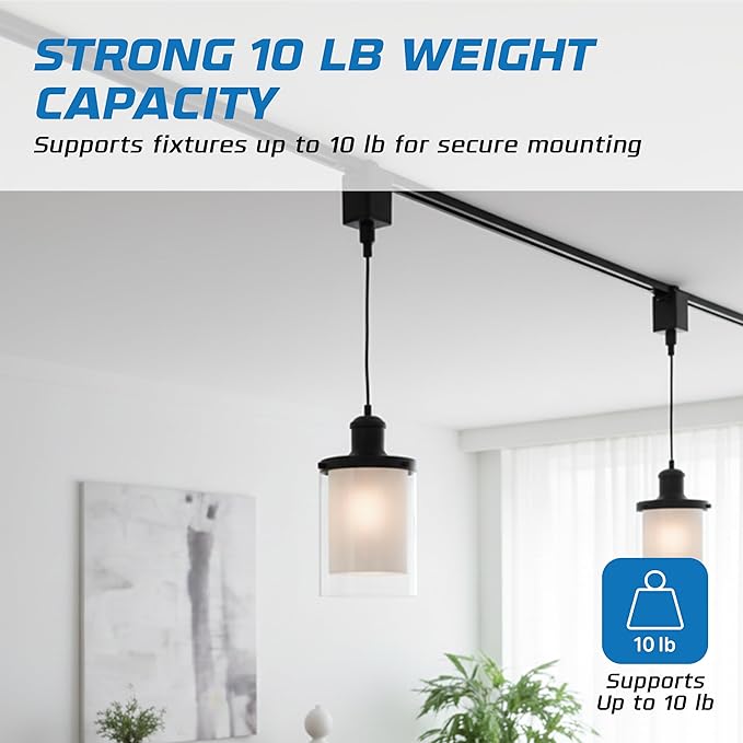 OHLECTRIC Stem Hung Pendant Track Adapter, Black (2-Pack) – for Single Circuit Track, 120V – Supports Indoor Dry Locations – Durable Plastic Construction with cULus Listing