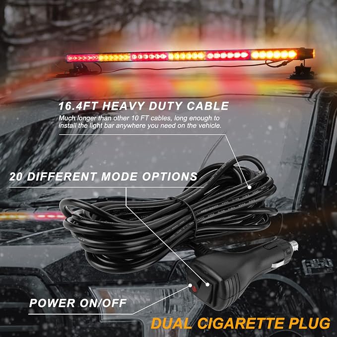 ASPL 38.5" 78 LED Strobe Light Bar Double Side Flashing High Intensity Emergency Warning Flash Strobe Light with Magnetic Base for Safety Construction Vehicles Tow Trucks Pickup (Amber/Red)