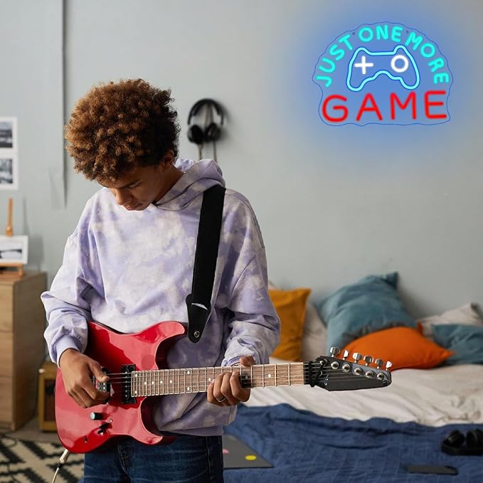 Just One More Game Neon Sign for Gaming Room, USB Powered Gamer Neon Light, Colorful Game LED Light Up Sign for Bedroom, Party, Man Cave,Club, Bar
