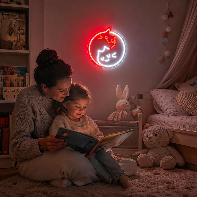 Neon Sign, Cat Neon Signs for Wall Decor LED Signs Neon Light | Yin Yang Cat Neon Sign for Bedroom, Kids Room, Gaming Room, Living Room, Party, Bar, Home Decor, Boys Gift, USB Powered