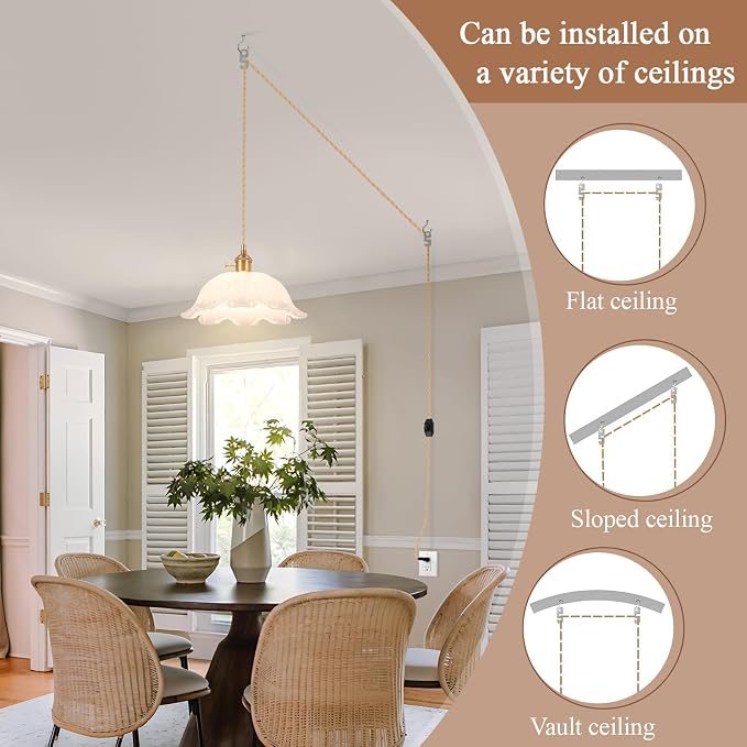 Plug in Pendant Light Fixtures,Hanging Light Fixture Corded On/Off Switch,10.6in E26 White Glass Lampshade Pendant Lighting for Kitchen Island, Bedroom, Dining Room
