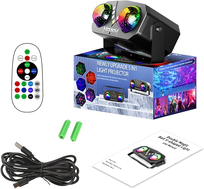 Party Disco Strobe Ocean Star Projector Dj Dance Light | Sound Activated with Remote Control Stage Rave for Parties Bar Birthday Wedding KTV Christmas Halloween Dancing Décor.