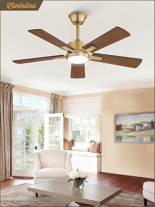 Fanbulous 42 Inch Black and Gold Ceiling Fan with Light, Remote & APP | Stepless CCT & Dimmable Light, 20W LED Ceiling Fan, 6 Speeds, Reversible Quiet DC Motor, for Bedroom, Living Room, Apartment