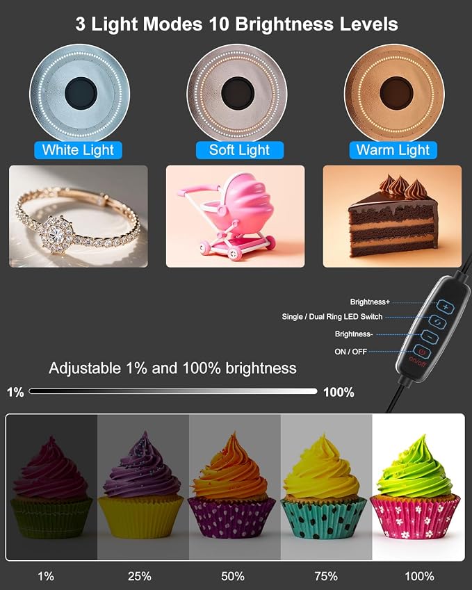 Photo Studio Box, PULUZ 40cm Folding Lightbox 160 LED Ring Light Portable Photo Studio Photography Shooting Tent Box Kit 12 Colors Backdrops USB Light Box for Phones DSLR Camera 16 x 16 inch