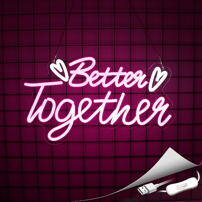 Neon Sign Led Neon Lights Neon Signs for Wall Decor USB Powered Led Neon Signs for Room Decoration (Better Together)