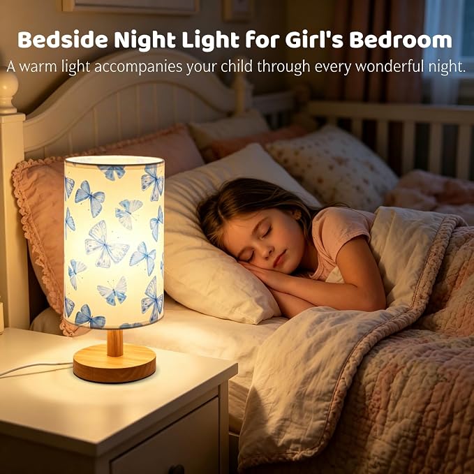 Butterfly Lamp,Butterfly Kids Table Lamp for Bedroom Girls Bedside Lamps 3 Colors Nightstand Night Light with Cartoon Lampshade Desk Lamp for Boys Girls Room Nursery Decor,Butterfly Gifts for Girls