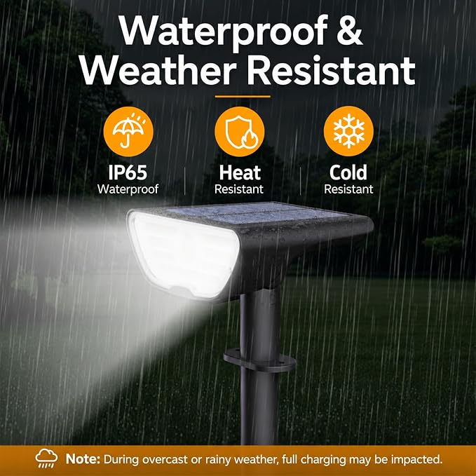 RUIKORING 73 LED Solar Spot Lights Outdoor Waterproof 4 Pack, Cool White | Landscape Spotlights with 3 Brightness Modes, Dusk to Dawn Auto On/Off, 2-in-1 Lights for Yard, Garden, Trees & Pathway