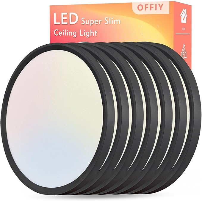 6PK 15.8 Inch Led Ceiling Light Flush Mount, 34W, 3060LM, 3000K/4000K/6000K CCT Selectable Super Slim LED Ceiling Light, Close to Ceiling Round Flat Panel Light for Hallway, Bedroom,Kitchen ect