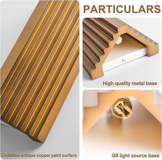 ZEROUNO Modern LED Wall Sconce Indoor Wall Lights, Bronze Hardwired Up and Down Wall Mount Light for Living Room Bedroom Hallway Corridor Stairs Warm White 3000K (with Replacement G9 Bulbs)