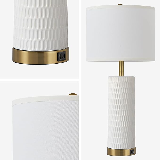 Reaketon 26.5" Ceramic Table Lamps Set of 2, 3 Way Dimmable Touch Control Table Lamps for Living Room, Modern Lamps for Nightstand, Gold