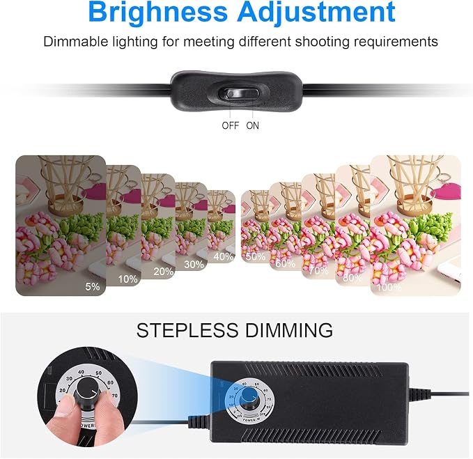 Photo Studio Light Box, 32"x32" Professional Dimmable Shooting Tent Kit with 210 LEDs Lights & 4 Color Backgrounds for Product Photography