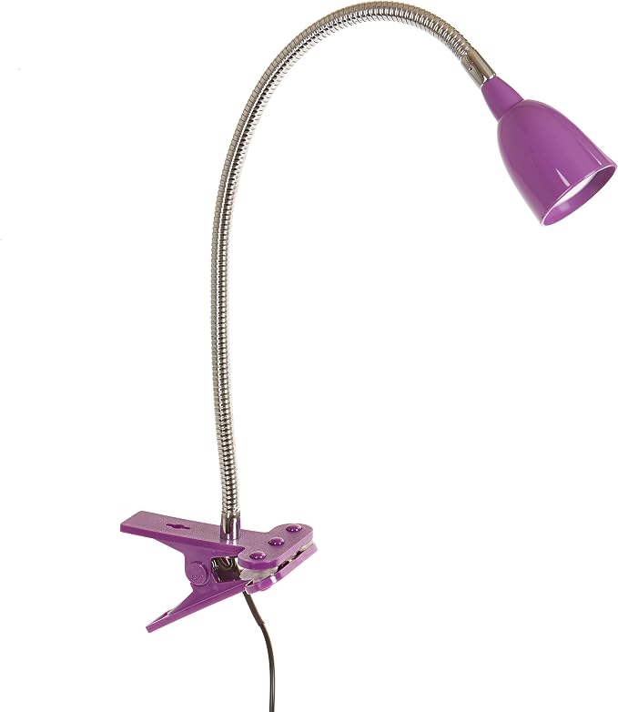 Newhouse Lighting LED Clip on Light/Clamp Lamp/Reading Book Light for Desk, Bed, Office, and Dorm Room, Purple