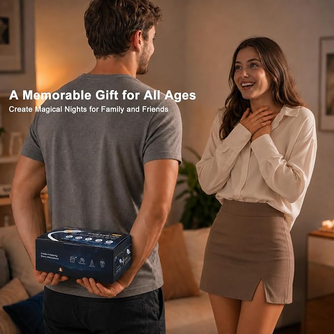 2-in-1 Galaxy Projector Night Light with 13 Films, USB Star Projector | Multicolour LED Light, 360° Rotating Projection, Adjustable Brightness, Easy Controls, Eye-Friendly Light, Ideal for Bedroom
