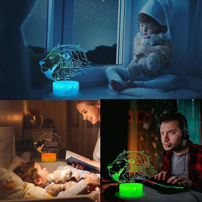 Lion Gift, 3D Night Light, 16 Colors Changing, Remote Control with Timer, RGB Flashing Mode and Dimmable, Lion Lamp for Christmas Birthday Decor