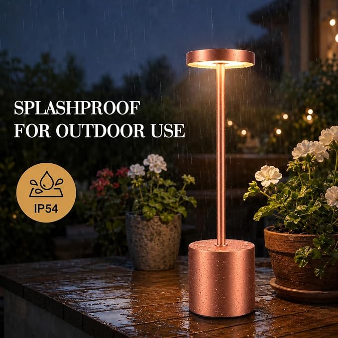 Rose Gold Cordless Table Lamps Set of 2, Battery Operated Rechargeable LED Lamps with Touch Control, 3 Color Temperatures, 5000mAh Dimmable Wireless Portable Lamp for Bedroom Nightstand Living Room