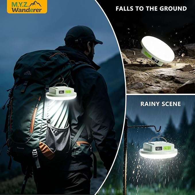 Tent Lights & Canopy Lights, Camping Lantern/Lamp, Rechargeable LED Camping Light, 4500LM 4 Modes Dimmable, 12000mAh Magnet Flashlight for Emergency & Power Outages, Battery Powered Outdoor Lights