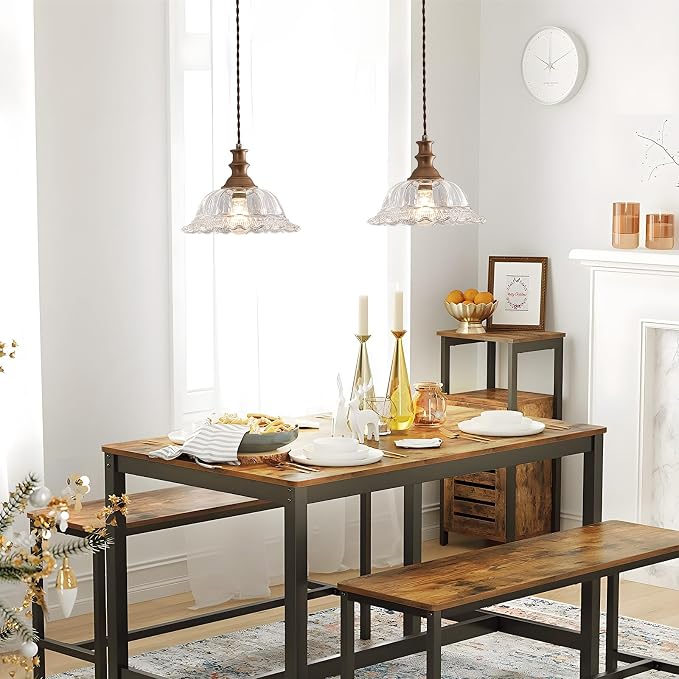 HDDFL Plug in Pendant Light Fixtures Vintage Pendant Lighting with Plug in Cord Hanging Light Kitchen Glass Hanging Lamp with Switch for Island Dining Room Living Room