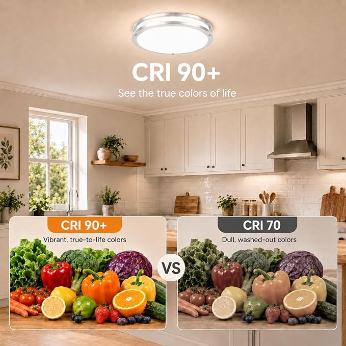 2-Pack 10inch Flush Mount LED Ceiling Light Fixture, 30W 3200lm Super Bright Bathroom Light Fixtures Ceiling Mount, 2700K-6500K Adjustable Dimmable Hall Ceiling Lamps for Kitchen, Brushed Nickle