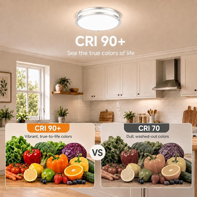 16in 50W LED Ceiling Light Fixture 5600lm Super Bright, 2-Pack Dimmable LED Flush Mount Ceiling Lights 2700K-6500K Adjusted, Brushed Nickel Modern Light Fixture Ceiling for Living Room Bedroom Kitchen