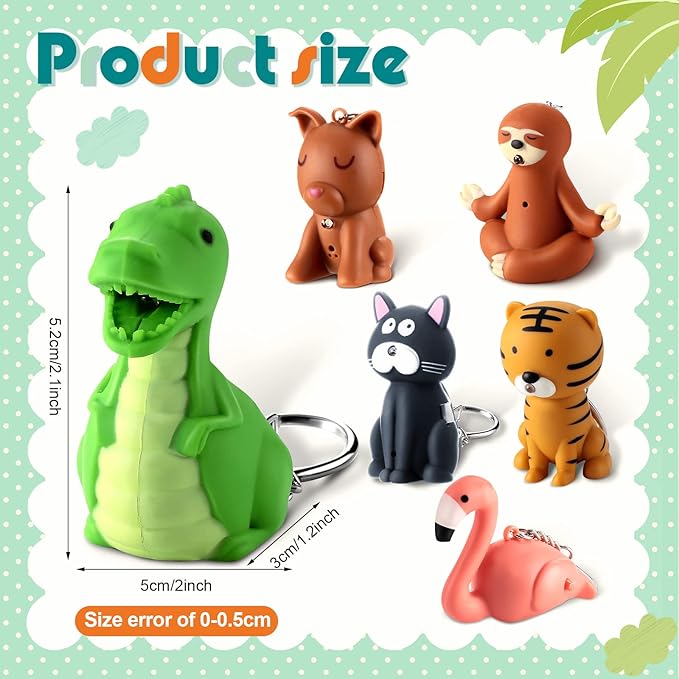 Kenning 6 Pieces Animal Flashlight Keychain Mini Pediatric Nurse Flashlight Badge Reel Pediatric Pen Lights Keychain for Nursing Staff Urgent Care