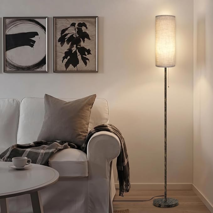 Ldeco Floor Lamp for Living Room Modern Standing Lamps with Lampshade Minimalist Tall Lamp with Switch Ajustable Color for Bedroom Reading LED Bulb Included Gold Black Brushed Body+Beige Shade