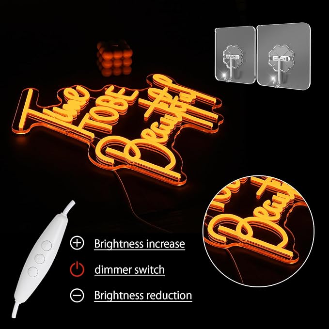 Time To Be Beautiful Neon Sign for Wall Decor, USB Powered Beauty Neon Light, Letter Beauty Salon Led Light Sign for Nails Studio Hairdressing Shop Barber Shop Dressing Room Decoration