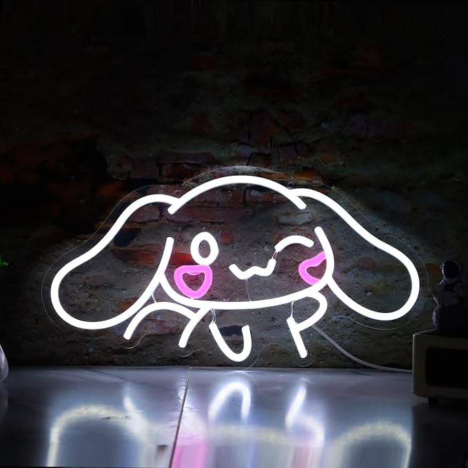 Cinnamoroll Neon Sign USB Powered for Room Decor, Japanese Cartoon Character Dog Dimmable Neon Light Sign for Kids Bedroom Wall Art Birthday Gift 17.5 * 9.5 Inches