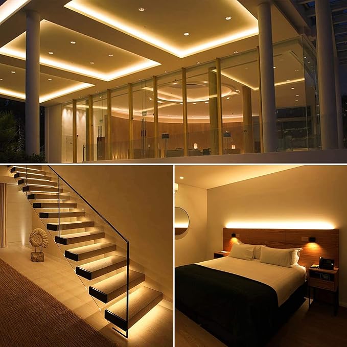 24V COB LED Strip Light Warm White 3000K 5M/16.4ft 2400LEDs 4500Lm Uniform Glow CRI 93+ Flexible IP20 Not Waterproof LED Tape Lights for DIY Cabinet Bedroom Kitchen Home Decor(No Power Supply)