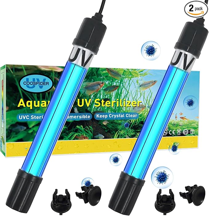 2 Pack Aquarium Light 5W for 20-75 Gallon Submersible Clean Green Lamp CTUV-H6F/CTUV-H5P/CTUV-H4F/AQ028 Replacement Light Bulb