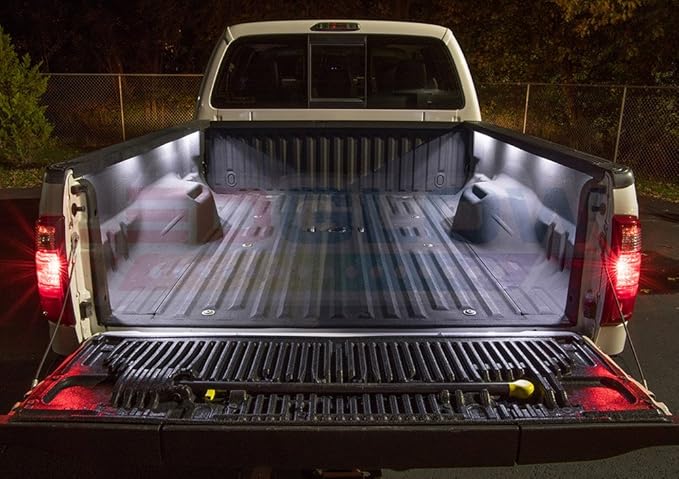 LEDGlow 8pc White Truck Bed Cargo LED Lighting Kit - Universal - Durable, Waterproof Pod Lights Mount Under The Bed Rails - Includes On/Off Toggle Power Switch