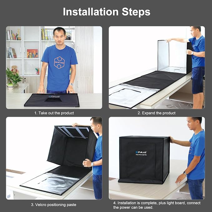 PULUZ Light Box 24x24in, Portable Photo Studio Light Box with 120 LED Lights ＆6 Color backdrops Professional Photography Lighting Tent Kit for Big Product Photography Lightbox