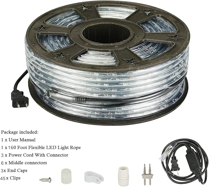 LED Rope Lights, 99ft 110V Waterproof Rope Lights for Outside, Outdoor String Lights, Ideal for Eaves, Backyards Garden, Christmas Decoration(Green)