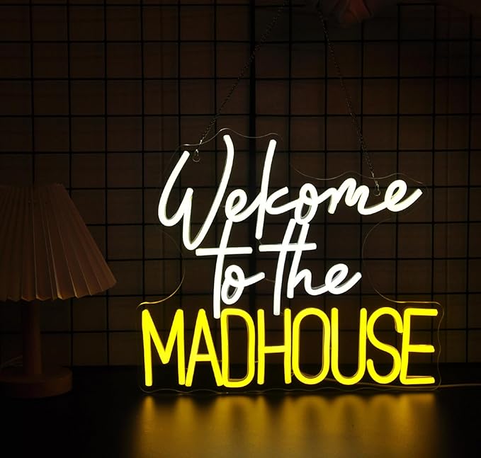 Welcome to the Madhouse Neon Sign for Wall Decor Led Neon Signs Light Up Sign Room Decor Neon Lights Sign USB Powered