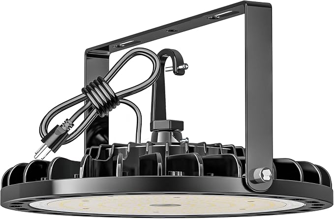 200W UFO LED High Bay Light 28000 LM 5000K w/US Plug 5ft Cable, Non-Dim | IP65 Waterproof Commercial Industrial Warehouse Workshop Factory Barn Garage Area Lighting Fixture AC85-277V