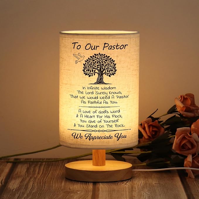 WSYEAR Appreciation Gifts - Unique Pastor Gifts for Pastor Day, Christmas, Birthday, Anniversary, Fathers Day, Fabric Bedside Decor Lamp