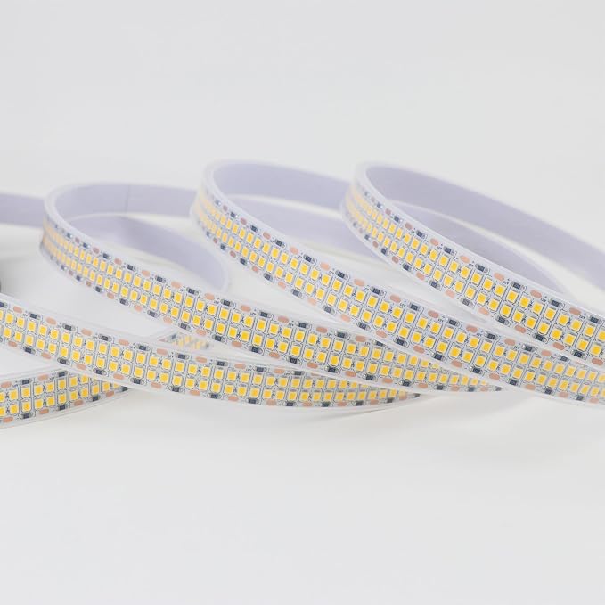 LED Strip Lights Warm White 3000K Double Row DC12V 16.4ft/5m IP67 | 2835 SMD 2400LEDs Bright LED Tape Light Flexible Dimmable Ribbon Lamp Waterproof Outdoor Lighting (No Adapater and Dimmer)