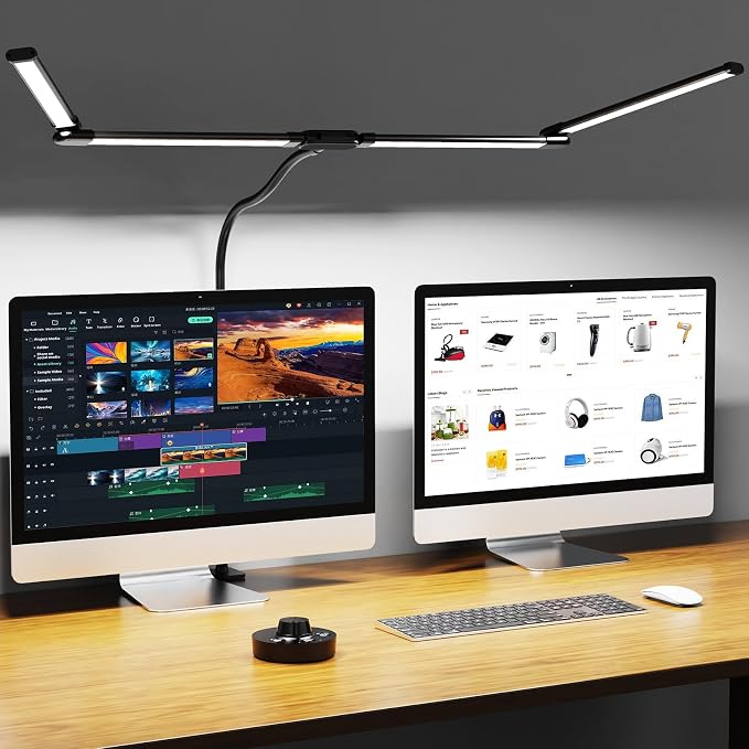 Desk Lamp, Clamp Desks Lamps for Home Office, 24W Flexible Gooseneck Table Lamp, 10 Color Modes & Brightness Eye-Caring Desk Light w/USB Adapter (12V2A Black) | Clamp desks lamps for home office, 10 color modes & brightness eye-caring desk light w/usb ...