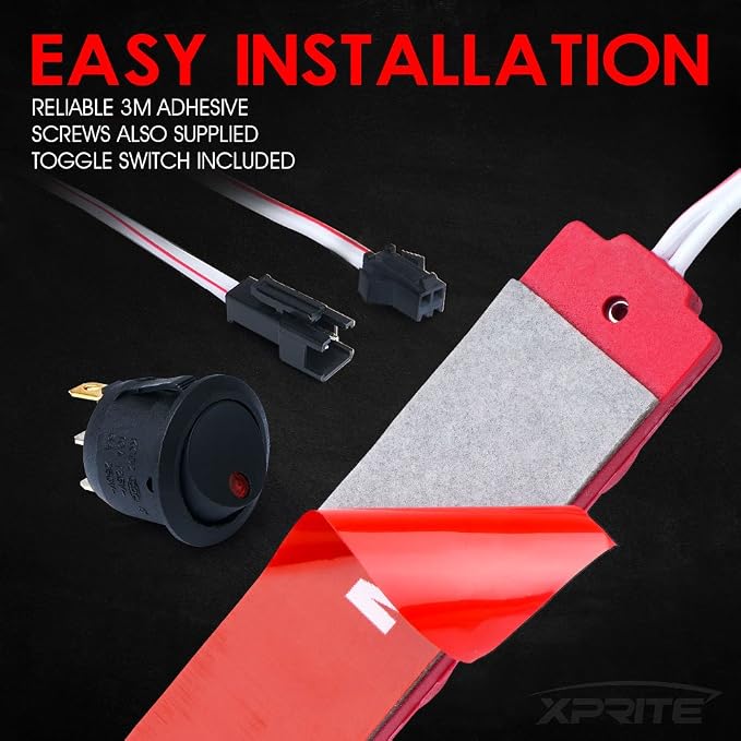 Xprite Red LED Truck Bed Light Kits Rock Lights with On/Off Switch, for Pickup Footwells, Running Boards, Cargo, Under Car, Tonneau Cover, Rail Lighting