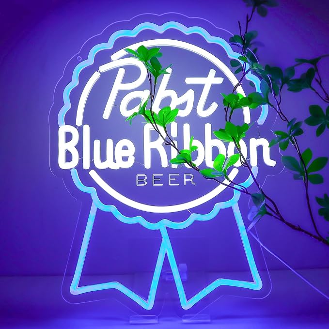 AHlove Pabst Beer Neon Sign for Wall Decor，LED Neon Lights for Bar Pub 、Man Cave，Birthday、Christmas Gifts for Man