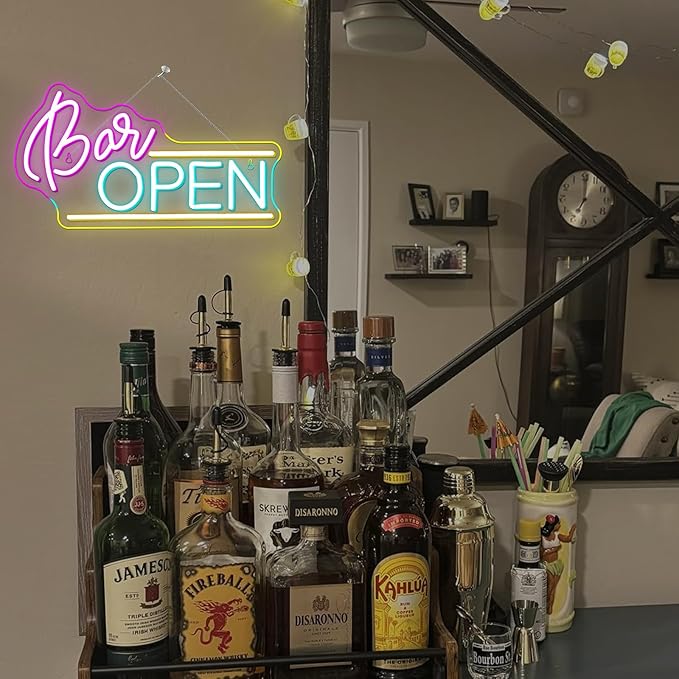 WX&YH Bar Open Neon Sign Led Sign for Wall Open Home Bar Decor Open Bar Neon Lights Signs for Business Window Pub Cafe Man Cave Club Restaurant Open Sign Decor Gifts to Club Party