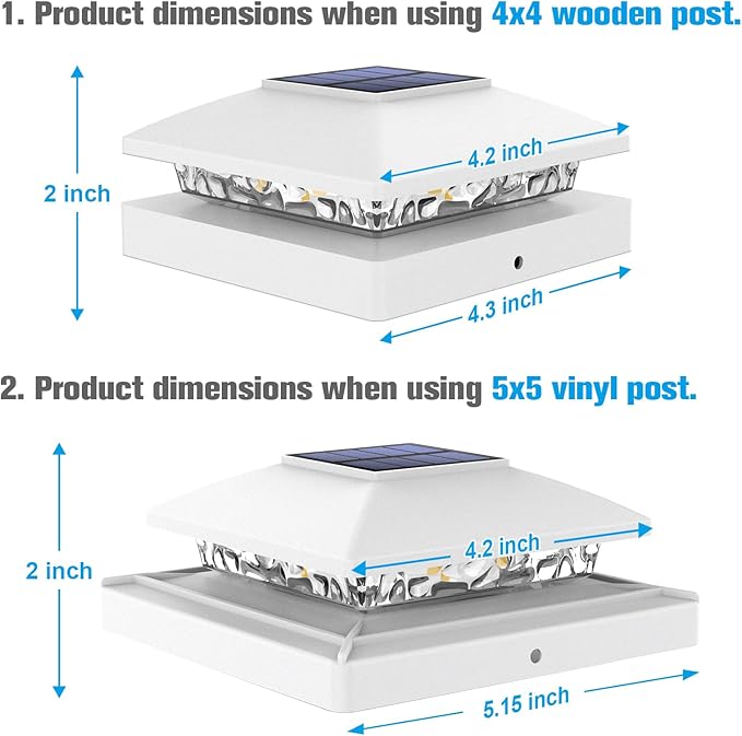 VOLISUN 4x4 Solar Cap Lights 16-Pack, Outdoor Waterproof for Wooden/Vinyl Posts, White Deck Lights Solar Powered, Warm White for Garden/Patio/Porch